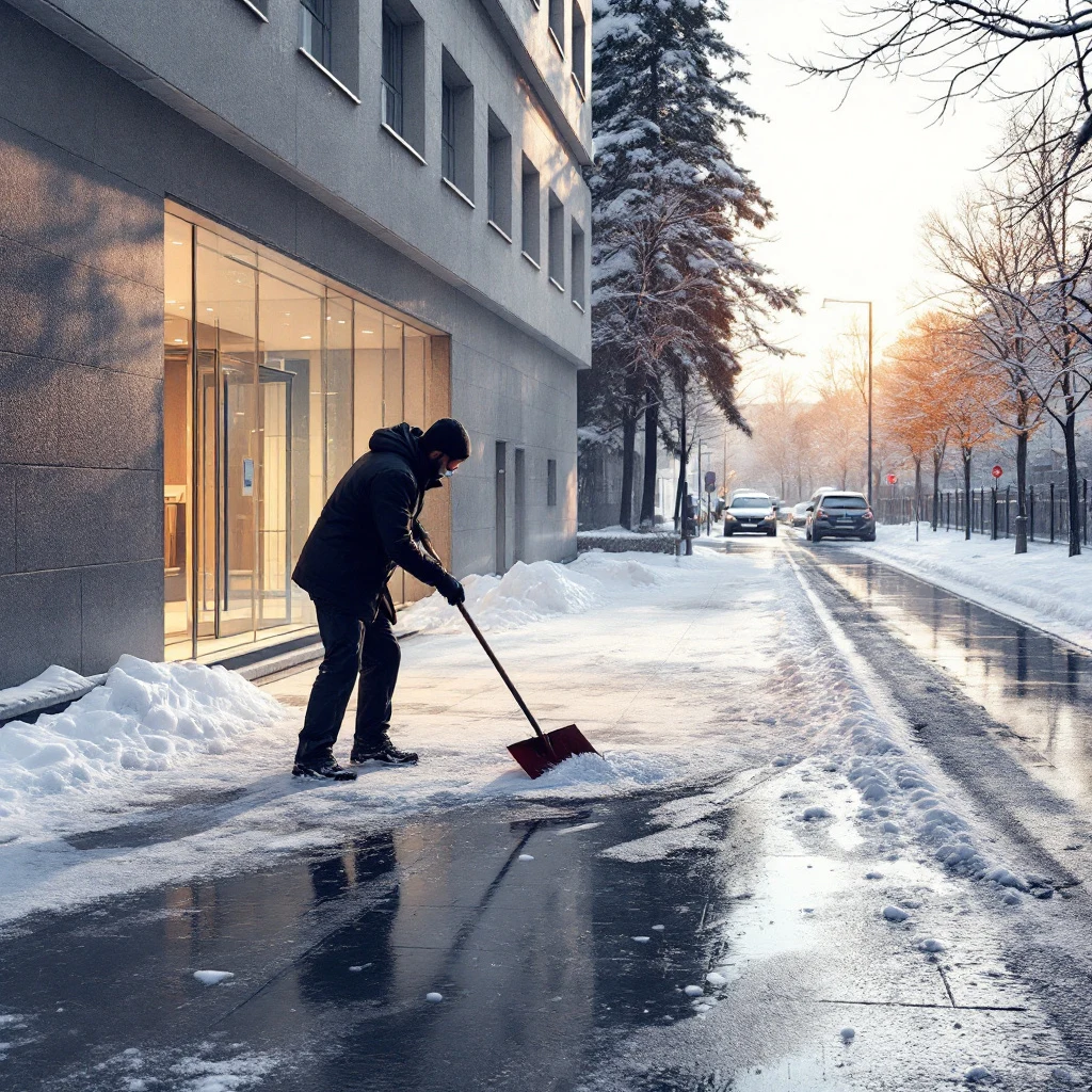 hólapátolás egy miskolci parkoló bejáratánál